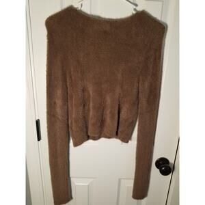 NWT Aeropostale Women’s Brown Fuzzy Long Sleeve Cropped Cardigan - Size S